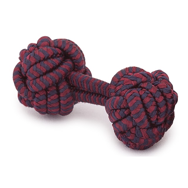 RAYON KNOT CUFFLINKS BLUE AND BURGUNDY COLORS