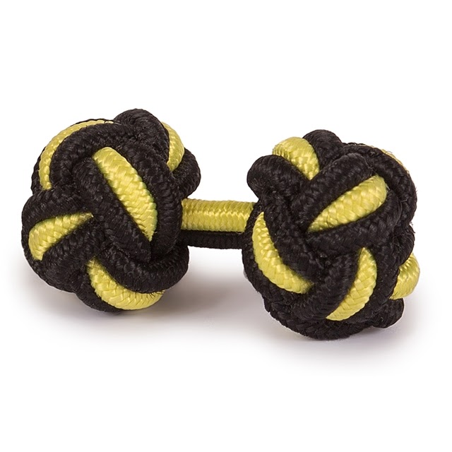 SILK KNOT CUFFLINKS YELLOW AND BLACK COLOR