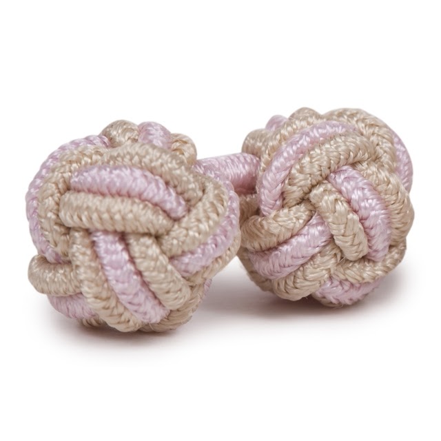 RAYON KNOT CUFFLINKS PINK AND GREEN COLORS