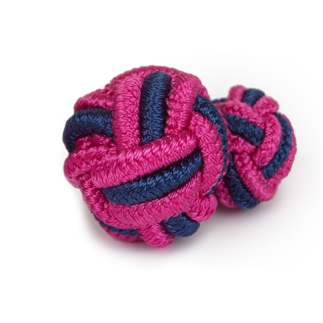 SILK KNOT CUFFLINKS BLUE AND PINK COLOR