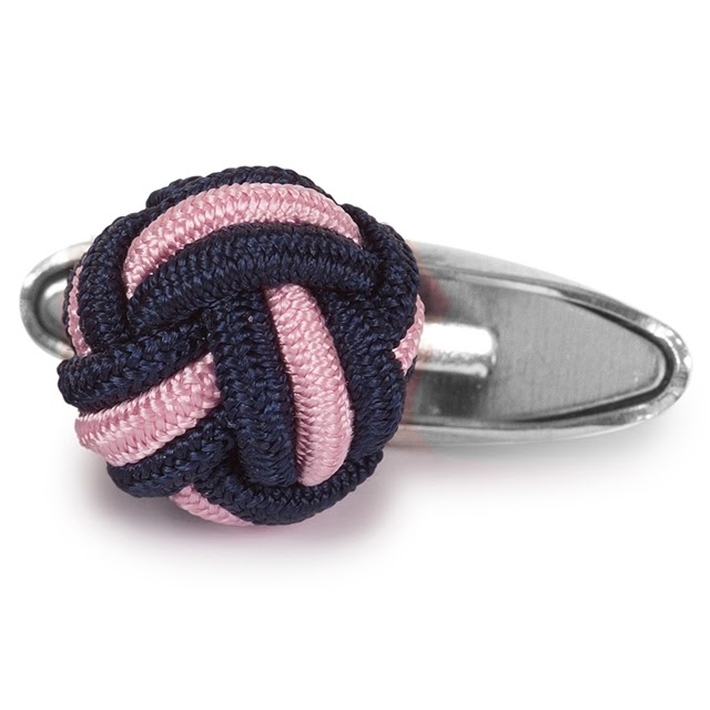SILK KNOT CUFFLINKS BLUE AND PINK COLORS