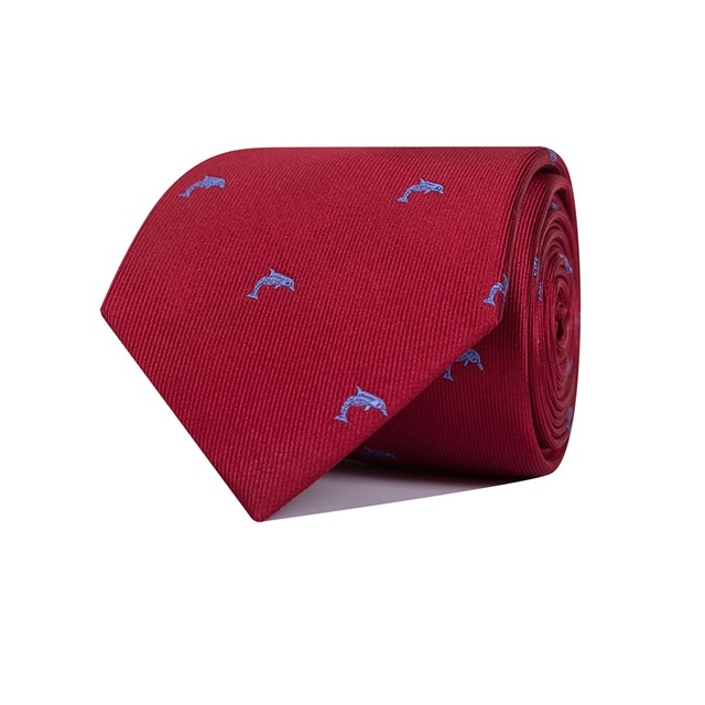 CRAVATE SOIE ROUGE DAUPHIN