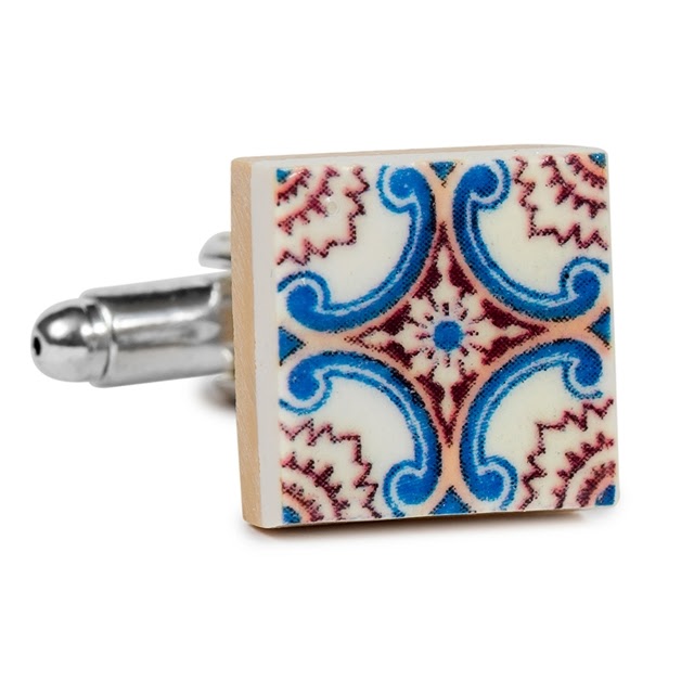 BLUE AND YELLOW TILE CUFFLINKS
