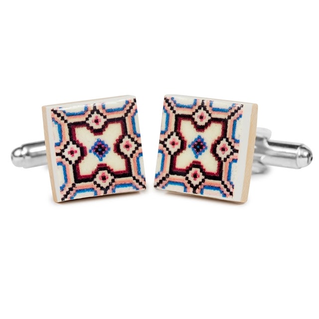BLUE AND YELLOW TILE CUFFLINKS