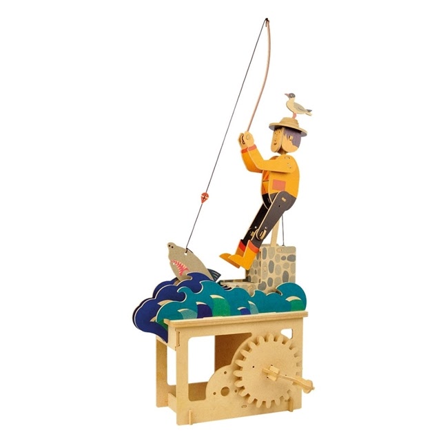 Maqueta de Madera  Autómata con Movimiento Mecánico Good Fishing