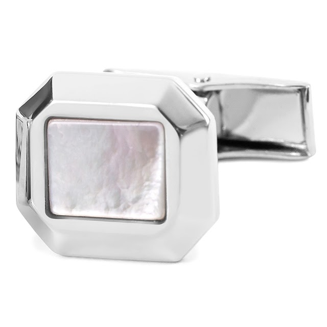 SQUARE CUFFLINKS WITH WHITE STONE